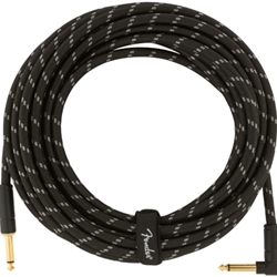 Fender 0990820077 Deluxe Series Instrument Cable, Straight/Angle, 25', Black Tweed