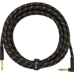 Fender 0990820085 Deluxe Series Instrument Cable, Straight/Angle, 15' Black Tweed