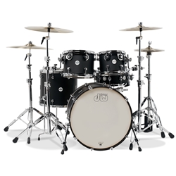 DW DDLM2215BL Design Series 5-pc Shell Pack in Black Satin lacquer finish with chrome hardware