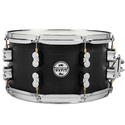 Pacific PDSN0713BWCR 7x13" Concept Maple Snare in Black Wax stain finish with chrome hardware & dw MAG throw-off